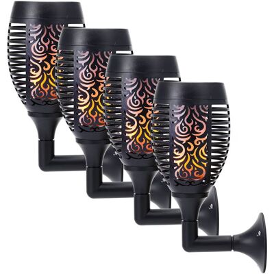 BGHONE (4 Pack) Taylor & Brown Solar Wall Lights, LED Torch with Flickering Flame Water BGHONE (4 Pack) Taylor & Brown Solar Wall Lights, LED Torch with Flickering Flame Water