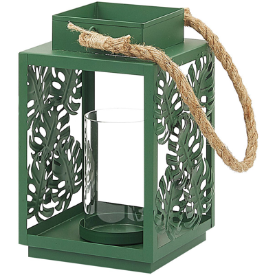 Beliani Lantern UNIMAK 25 cm Metal Green Beliani Lantern UNIMAK 25 cm Metal Green