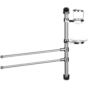 Premier Housewares 2 Bar Tower Rail with Soap and Toothbrush Holder - Aluminium Premier Housewares 2 Bar Tower Rail with Soap and Toothbrush Holder - Aluminium