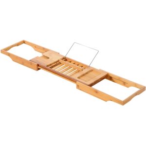 Homcom Extendable Bamboo Bath Caddy Wooden Bathtub Tray Homcom Extendable Bamboo Bath Caddy Wooden Bathtub Tray