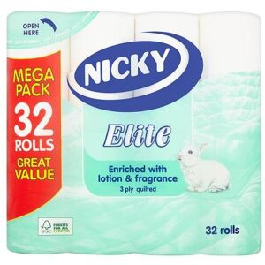 Unbranded Nicky Elite Luxury 3 Ply Quilted Toilet Tissue With Lotion 32 Rolls Megapack Unbranded Nicky Elite Luxury 3 Ply Quilted Toilet Tissue With Lotion 32 Rolls Megapack