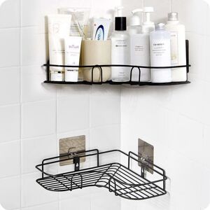 Unbranded Corner Shower Shelf Holder Bathroom Kitchen Storage Rack Black Punch-Free Unbranded Corner Shower Shelf Holder Bathroom Kitchen Storage Rack Black Punch-Free