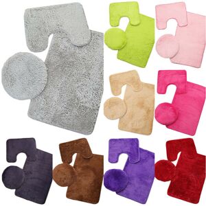 Unbranded (Gray) 3PCS Bath Mat Set Pedestal Toilet Lid Cover Non Slip Absorbent Bathroom W Unbranded (Gray) 3PCS Bath Mat Set Pedestal Toilet Lid Cover Non Slip Absorbent Bathroom W