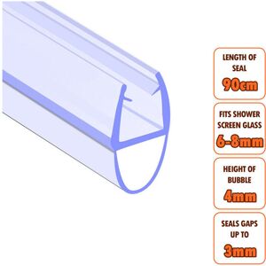 ECOSPA Bath Shower Screen Door Seal Strip 6-8mm Glass Gaps up to 3mm ECOSPA Bath Shower Screen Door Seal Strip 6-8mm Glass Gaps up to 3mm