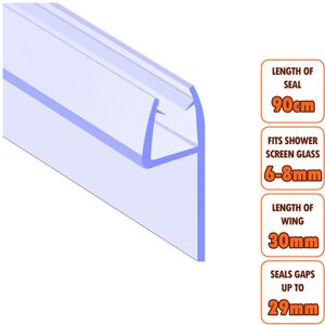 ECOSPA Bath Shower Screen Door Seal Strip 6-8mm Glass Gaps up to 29mm ECOSPA Bath Shower Screen Door Seal Strip 6-8mm Glass Gaps up to 29mm
