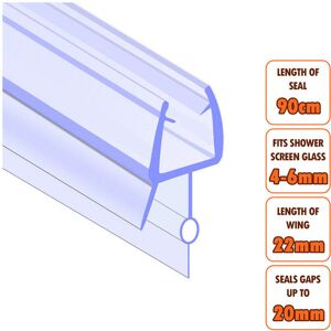 ECOSPA Bath Shower Screen Door Seal Strip 4-6mm Glass Gaps up to 21mm ECOSPA Bath Shower Screen Door Seal Strip 4-6mm Glass Gaps up to 21mm