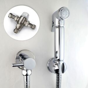NES Home Modern Bathroom Chrome Douche Bidet Spray + Thermostatic Mixing Valve 15Mm NES Home Modern Bathroom Chrome Douche Bidet Spray + Thermostatic Mixing Valve 15Mm