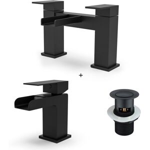 NES Home Origin Waterfall Basin Mono Mixer, Bath Filler Tap & Waste Matte Black NES Home Origin Waterfall Basin Mono Mixer, Bath Filler Tap & Waste Matte Black