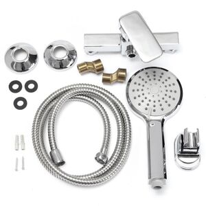 GreenZech Modern Style Wall Mount Chrome Bathroom Faucet Hot Cold Mixer Tap + Shower Head GreenZech Modern Style Wall Mount Chrome Bathroom Faucet Hot Cold Mixer Tap + Shower Head