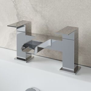 Architeckt Modern Bath Filler Tap - Waterfall Spout, Chrome, Twin Lever Handles, Brass Body Architeckt Modern Bath Filler Tap - Waterfall Spout, Chrome, Twin Lever Handles, Brass Body