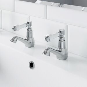 Unbranded Traditional Bathroom Hot & Cold Twin Basin Taps Chrome Ceramic Lever Handles Unbranded Traditional Bathroom Hot & Cold Twin Basin Taps Chrome Ceramic Lever Handles