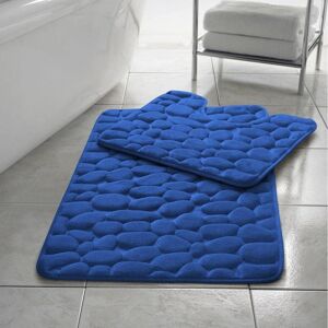 Homespace Direct Blue Pebbles Non-Slip Memory Foam Bath Mat Set Homespace Direct Blue Pebbles Non-Slip Memory Foam Bath Mat Set