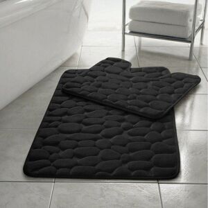 Kampala Hill (Black) Memory Foam Bath Mat Non- Slip / Toilet Mat Set Pebbles Kampala Hill (Black) Memory Foam Bath Mat Non- Slip / Toilet Mat Set Pebbles