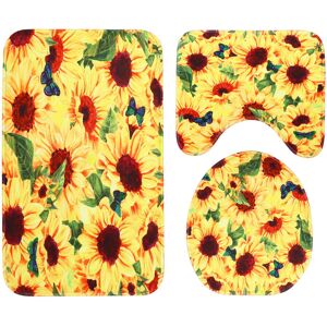 GreenZech (Type B) 4Pcs Bathroom Mat Set Pedestal Rug Lid Toilet Cover Shower Curtain Yell GreenZech (Type B) 4Pcs Bathroom Mat Set Pedestal Rug Lid Toilet Cover Shower Curtain Yell