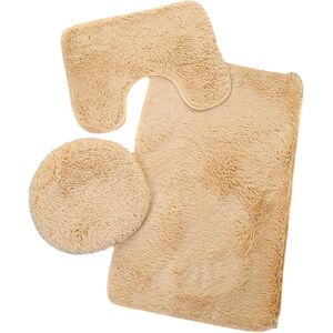GreenZech (Khaki) 3PCS Solid Color PV Velvet Bathroom Mat Set Anti-slip Floor Rug Lid Toil GreenZech (Khaki) 3PCS Solid Color PV Velvet Bathroom Mat Set Anti-slip Floor Rug Lid Toil