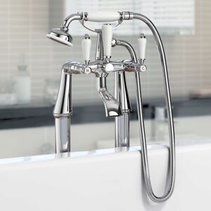 NES Home Imperior Traditional Freestanding Bath Shower Mixer Tap With Handheld Kit NES Home Imperior Traditional Freestanding Bath Shower Mixer Tap With Handheld Kit