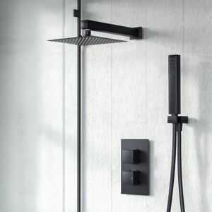 NES Home 2 Dial 2 Way Thermostatic Mixer Valve Shower Head Handset Shower Set Matte Black NES Home 2 Dial 2 Way Thermostatic Mixer Valve Shower Head Handset Shower Set Matte Black
