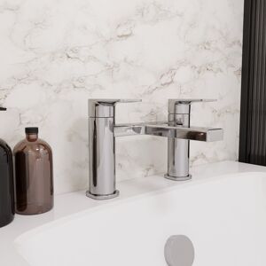 Nes Home Modern Round Deck Mounted Brass Mono Twin Lever Bath Mixer Chrome Nes Home Modern Round Deck Mounted Brass Mono Twin Lever Bath Mixer Chrome