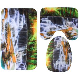 GreenZech (B) 180x180CM Waterfall Printing Waterproof 3PCS Toilet Cover Mat Non-Slip Rug S GreenZech (B) 180x180CM Waterfall Printing Waterproof 3PCS Toilet Cover Mat Non-Slip Rug S