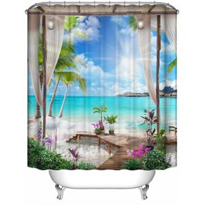 GreenZech (Pattern 2) 1/3Pcs Shower Curtain Set Bay Printing Toilet Cover Mat Bathroom Non GreenZech (Pattern 2) 1/3Pcs Shower Curtain Set Bay Printing Toilet Cover Mat Bathroom Non
