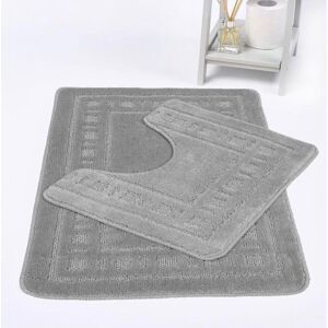 Kampala Hill (Silver) Diem Bath Mat 2 Piece Set Non-Slip Pedestal and Bath Mat Toilet Bathroo Kampala Hill (Silver) Diem Bath Mat 2 Piece Set Non-Slip Pedestal and Bath Mat Toilet Bathroo