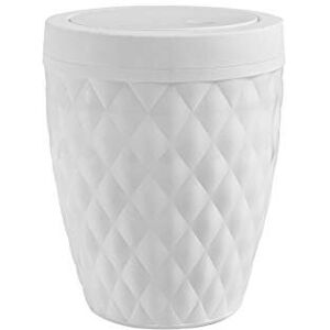 Addis 518030 Diamond Style Round Swing Lid Bathroom Bin, White Addis 518030 Diamond Style Round Swing Lid Bathroom Bin, White
