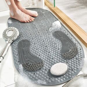 Tianfu 32"X16" Foot Scrubber Shower Mat with Feet Scrub Stone, Mat Suction Cups and Dra Tianfu 32"X16" Foot Scrubber Shower Mat with Feet Scrub Stone, Mat Suction Cups and Dra
