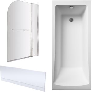 Balterley Square Single Ended 1700x700 Bath with Front Panel, Chrome Straight Bath Screen Balterley Square Single Ended 1700x700 Bath with Front Panel, Chrome Straight Bath Screen
