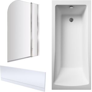 Balterley Square Single Ended 1700x750 Bath with Front Panel & Chrome Round Corner Screen Balterley Square Single Ended 1700x750 Bath with Front Panel & Chrome Round Corner Screen