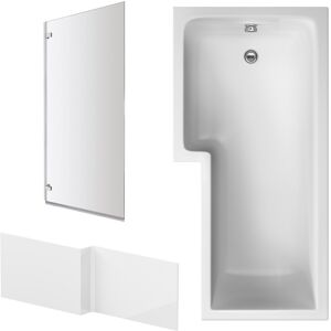 Balterley 1700 mm L Shape Bathtub, Front Panel with Bath Screen - Chrome Profile Balterley 1700 mm L Shape Bathtub, Front Panel with Bath Screen - Chrome Profile