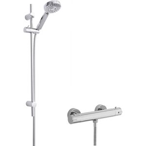 Balterley Minimalist Round Bar Valve & Water Saving Slide Rail Kit Shower Set - Chrome - B Balterley Minimalist Round Bar Valve & Water Saving Slide Rail Kit Shower Set - Chrome - B