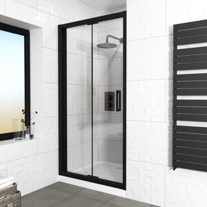 NES Home Kim 900 Matte Black Walk-In Bi Folding Shower - Shower Door NES Home Kim 900 Matte Black Walk-In Bi Folding Shower - Shower Door