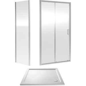 Balterley 6mm Toughened Safety Glass Sliding Shower Door, Side Panel and Shower Tray - 100 Balterley 6mm Toughened Safety Glass Sliding Shower Door, Side Panel and Shower Tray - 100