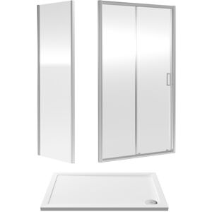 Balterley 6mm Toughened Safety Glass Sliding Shower Door, Side Panel and Shower Tray - 120 Balterley 6mm Toughened Safety Glass Sliding Shower Door, Side Panel and Shower Tray - 120