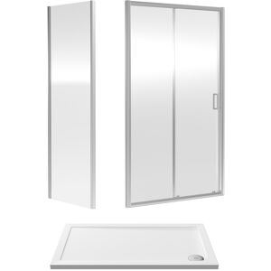 Balterley 6mm Toughened Safety Glass Sliding Shower Door, Side Panel and Shower Tray - 120 Balterley 6mm Toughened Safety Glass Sliding Shower Door, Side Panel and Shower Tray - 120
