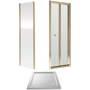 Balterley 6mm Toughened Safety Glass Bi-Fold Shower Door, Side Panel and Shower Tray - 760 Balterley 6mm Toughened Safety Glass Bi-Fold Shower Door, Side Panel and Shower Tray - 760