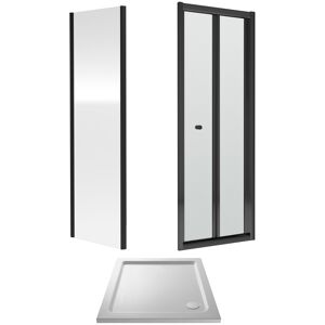Balterley 6mm Toughened Safety Glass Bi-Fold Shower Door, Side Panel and Shower Tray - 760 Balterley 6mm Toughened Safety Glass Bi-Fold Shower Door, Side Panel and Shower Tray - 760