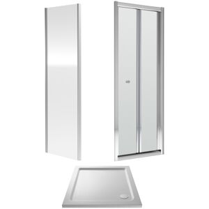 Balterley 6mm Toughened Safety Glass Bi-Fold Shower Door, Side Panel and Shower Tray - 900 Balterley 6mm Toughened Safety Glass Bi-Fold Shower Door, Side Panel and Shower Tray - 900