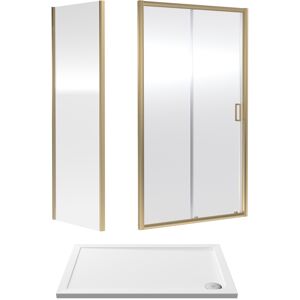 Balterley 6mm Toughened Safety Glass Sliding Shower Door, Side Panel and Shower Tray - 120 Balterley 6mm Toughened Safety Glass Sliding Shower Door, Side Panel and Shower Tray - 120