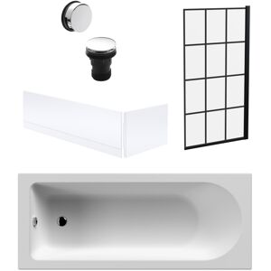Balterley Round Single Ended 1700x700 Bath Set - Front & End Panels & Black Square Framed Balterley Round Single Ended 1700x700 Bath Set - Front & End Panels & Black Square Framed