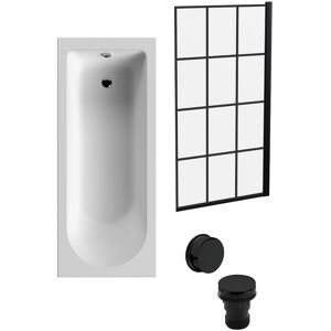 Balterley Round Single Ended 1700x700 Bath Set - Leg Set & Black Square Framed Screen & Bl Balterley Round Single Ended 1700x700 Bath Set - Leg Set & Black Square Framed Screen & Bl