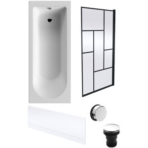 Balterley Round Single Ended 1700x700 Bath Set - Front Bath Panel & Black Abstract Framed Balterley Round Single Ended 1700x700 Bath Set - Front Bath Panel & Black Abstract Framed