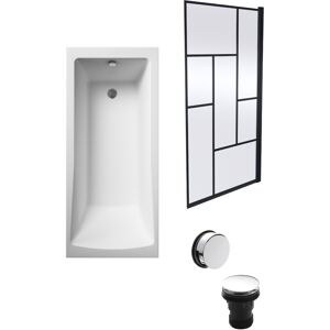 Balterley Square Single Ended 1700x700 with Leg Set & Black Abstract Framed Screen & Chrom Balterley Square Single Ended 1700x700 with Leg Set & Black Abstract Framed Screen & Chrom