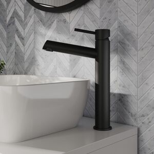 Balterley Minimalist Round Tall Mono Basin Mixer Tap - Matt Black Balterley Minimalist Round Tall Mono Basin Mixer Tap - Matt Black