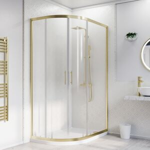 Nes Home LH 1200 x 800mm Offset Quadrant Shower Enclosure Brushed Brass & Tray Nes Home LH 1200 x 800mm Offset Quadrant Shower Enclosure Brushed Brass & Tray