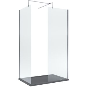 Balterley 8mm Glass Walk In Wetroom Screens with Chrome Profile and Slate Grey Shower Tray Balterley 8mm Glass Walk In Wetroom Screens with Chrome Profile and Slate Grey Shower Tray