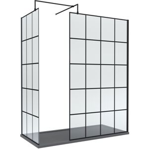 Balterley 8mm Glass Walk In Wetroom Screens with Matt Black Framed Design and Slate Grey S Balterley 8mm Glass Walk In Wetroom Screens with Matt Black Framed Design and Slate Grey S