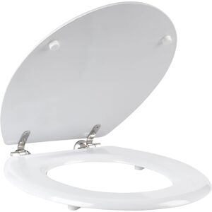 Beldray LA033758 White 18 Inch Tongue & Groove Wooden Toilet Seat, Stainless Ste Beldray LA033758 White 18 Inch Tongue & Groove Wooden Toilet Seat, Stainless Ste
