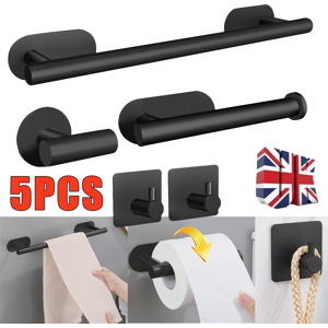 Unbranded 5x Towel Rack Set 40cm Towel Rail Wall Mounted Rack Black for Bathroom Unbranded 5x Towel Rack Set 40cm Towel Rail Wall Mounted Rack Black for Bathroom