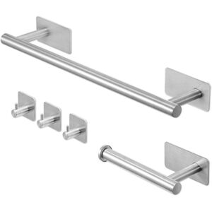 Unbranded (Silver) 5pcs Bathroom Set Towel and Toilet Roll Holder Set Unbranded (Silver) 5pcs Bathroom Set Towel and Toilet Roll Holder Set